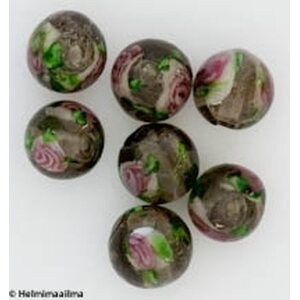 Lamppuhelmi kukkakuvio pyöreä 10 mm, harmaa, 1 kpl