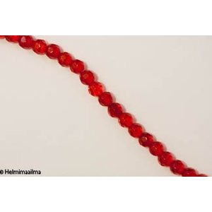 Kristallihelmi särmikäs pyöreä 6 mm, punainen, n. 34 cm nauha