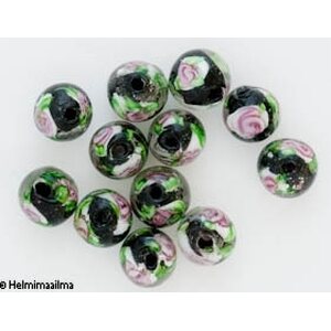 Lamppuhelmi kukkakuvio pyöreä 10 mm, musta, 1 kpl