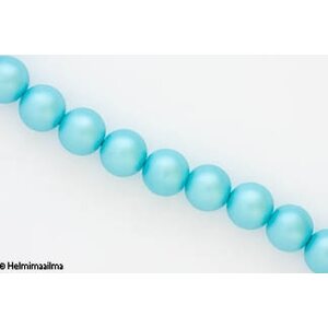 Lasihelmi mattapintainen pyöreä 12 mm, turkoosi, n. 81 cm nauha