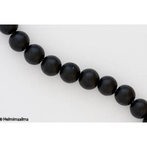 Lasihelmi mattapintainen pyöreä 12 mm, musta, n. 81 cm nauha