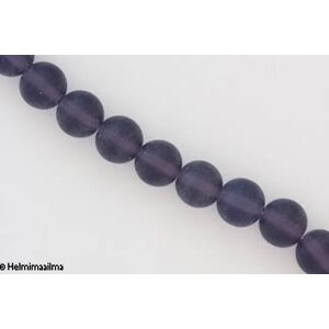 Lasihelmi huurre pyöreä 12 mm, liila, n. 33 cm nauha