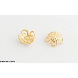 Helmihattu kullattu filigree 10 mm halkaisija, 10 kpl