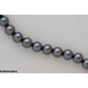 Helmiäislasihelmi pyöreä 10 mm, tummanharmaa, n. 81 cm nauha