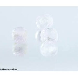 Hopeafoliohelmi pyöreä 10 mm kirkas vaaleanpunaisella kiehkura-kuviolla, 1 kpl