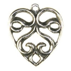 Trinity Brass Filigree sydän riipus 18x20,5 mm, 1 kpl
