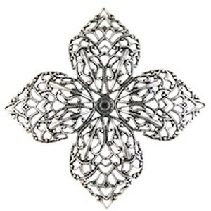 Trinity Brass Lily kukkafiligree 58x58 mm antiikkihopeoitu, 1 kpl