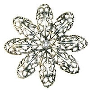 Trinity Brass Dahlia kukkafiligree 45 mm antiikkihopeoitu, 1 kpl
