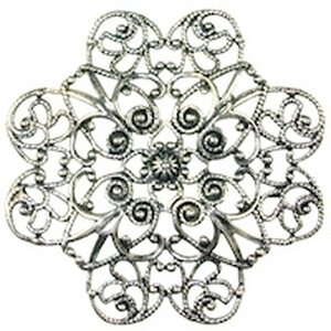 Trinity Brass Kukkafiligree 51 mm antiikkihopeoitu, 1 kpl