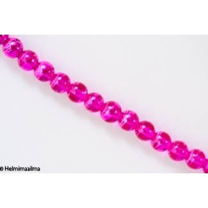 Lasihelmi pyöreä 8 mm hopeafolioraita, pinkki, n. 81 cm nauha