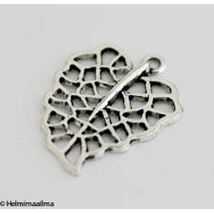 Riipus filigree lehti n. 27x20 mm antiikkihopea, 5 kpl