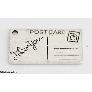 Riipus postikortti "I love you" antiikkihopea 25 x 16 mm, 2 kpl