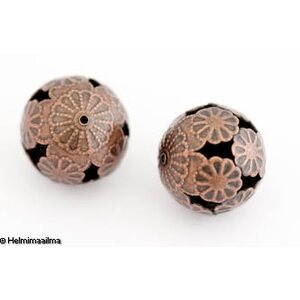 Metallihelmi kuparinvärinen ontto pallo 16 mm, 1 kpl