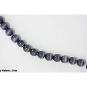 Kissansilmälasihelmi pyöreä 8 mm, harmaa, 40 cm nauha
