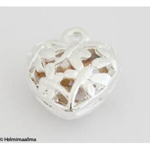 Riipus sydän sudenkorentokuvioinnilla 15 mm hopeanvärinen, 1 kpl