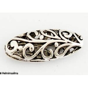Metallihelmi filigree pitkulainen soikea 23 x 10 x 6 mm antiikkihopea, 2 kpl