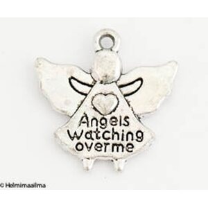 Riipus enkeli "Angels watching over me" 19 mm antiikkihopea, 6 kpl
