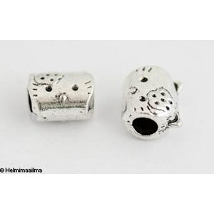 Pandora metallihelmi kissa 10 x 8 mm antiikkihopea, 1 kpl