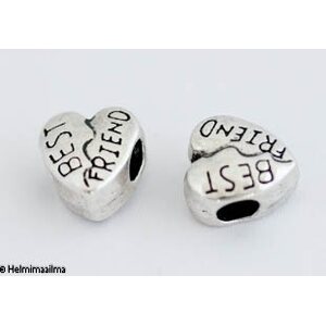 Pandora metallihelmi sydän "BEST FRIEND" 11 x 7 mm, 1 kpl