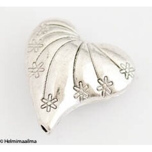 Metallihelmi sydän 25 mm antiikkihopea, 1 kpl