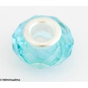 Pandora särmikäs lasihelmi 14 x 9 mm vihertävä turkoosi (Aquamarine), 1 kpl