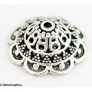 Helmihattu filigree 18 x 8 mm antiikkihopea, 4 kpl