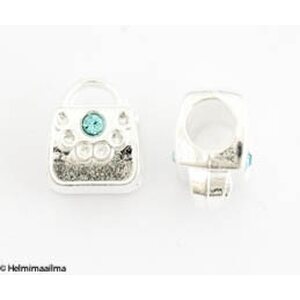 Pandora metallihelmi käsilaukku turkoosi strassi 9 x 11 x 7 mm hopeanvärinen, 1 kpl