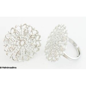Sormuspohja filigree 26 mm platinanvärinen säädettävä koko, 1 kpl