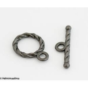Salpalukko kierteinen pyöreä 11 mm, salpa 11 mm musta, 2 paria