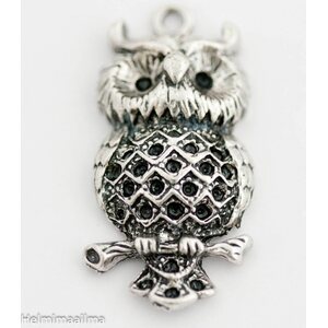 Riipus pöllö 42 x 20 mm antiikkihopea, 2 kpl