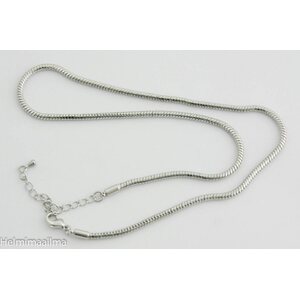 Pandora kaulaketju platinanvärinen 3 mm paksu 45 cm pitkä 6 cm säätöketjulla, 1 kpl