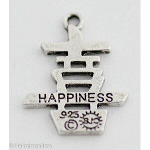 Riipus "HAPPINESS" antiikkihopea 24 x 18 mm, 2 kpl