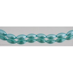 Helmiäislasihelmi riisi turkoosi 16 x 8 mm, n. 81 cm nauha