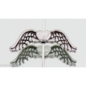 Metallihelmi enkelinsiipi 20 x 7 mm antiikkihopea, 8 kpl