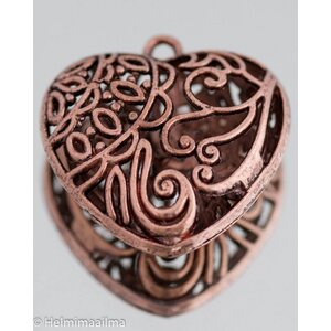 Riipus sydän filigree 40 x 40 x 15 mm kuparinvärinen, 1 kpl