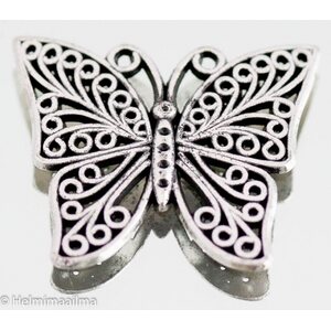 Riipus perhonen 34 x 39.5 mm antiikkihopea, 2 kpl