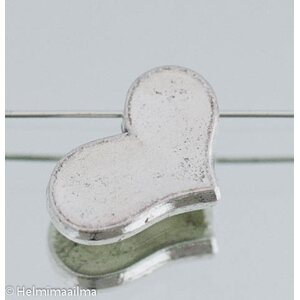 Metallihelmi sydän 20 x 14 x 3 mm antiikkihopea, 2 kpl