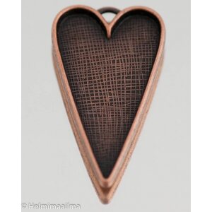 Täytettävä korupohja riipus sydän kuparinvärinen 52x29 mm, 1 kpl