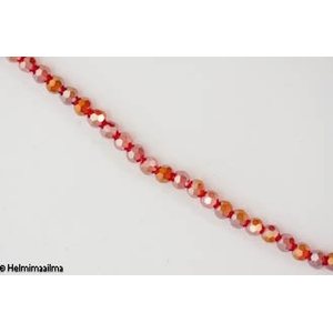 Tsekkiläinen kristallihelmi särmikäs pyöreä 4 mm, punainen AB, n. 33 cm nauha