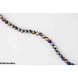 Tsekkiläinen kristallihelmi särmikäs pyöreä 4 mm, musta AB, n. 33 cm nauha