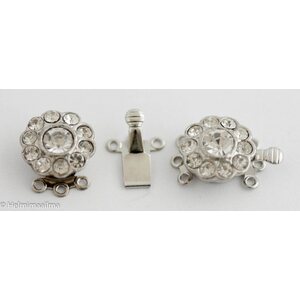 Laatikkolukko 3-rivinen kukka kirkkailla kristalleilla platinanvärinen 12 x 12 x 7 mm, 1 kpl