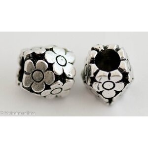 Pandora metallihelmi kukilla 10 x 10 mm antiikkihopea, 1 kpl
