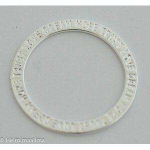 Metallihelmi / rengas "LOVE DREAM HOPE TRUST" hopeanvärinen 35 mm, 1 kpl