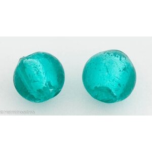 Hopeafoliohelmi pyöreä 8 mm petrooli/sinivihreä, 4 kpl