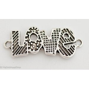Korulinkki "LOVE" 34 x 15 mm antiikkihopea, 2 kpl