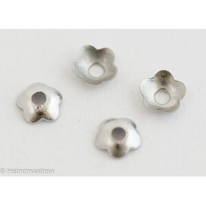 Helmihattu kukka 4 mm antiikkihopea, 20 kpl