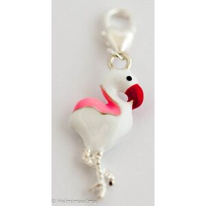 Riipus papukaijalukolla flamingo emaloitu valkoinen 31 x 12 mm, 1 kpl