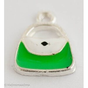 Riipus käsilaukku emaloitu vihreä + valkoinen 12 x 14 mm, 1 kpl