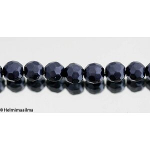 Helmiäislasihelmi fasettihiottu pyöreä 8 mm musta, n. 40 cm nauha