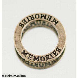 Metallihelmi rengas 22 mm antiikkikulta "MEMORIES", 1 kpl
